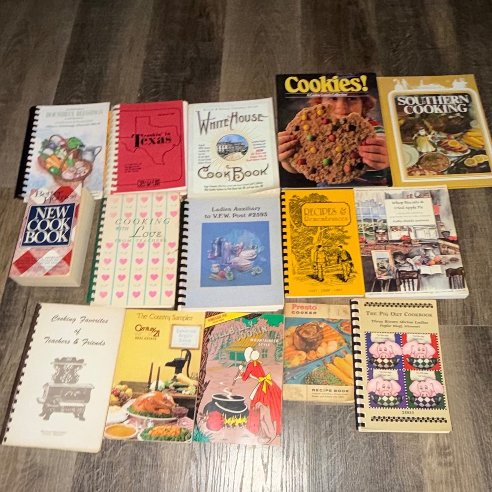 Lot of 15 Vintage Community Church Cookbook Southern Regional Recipes Spiral